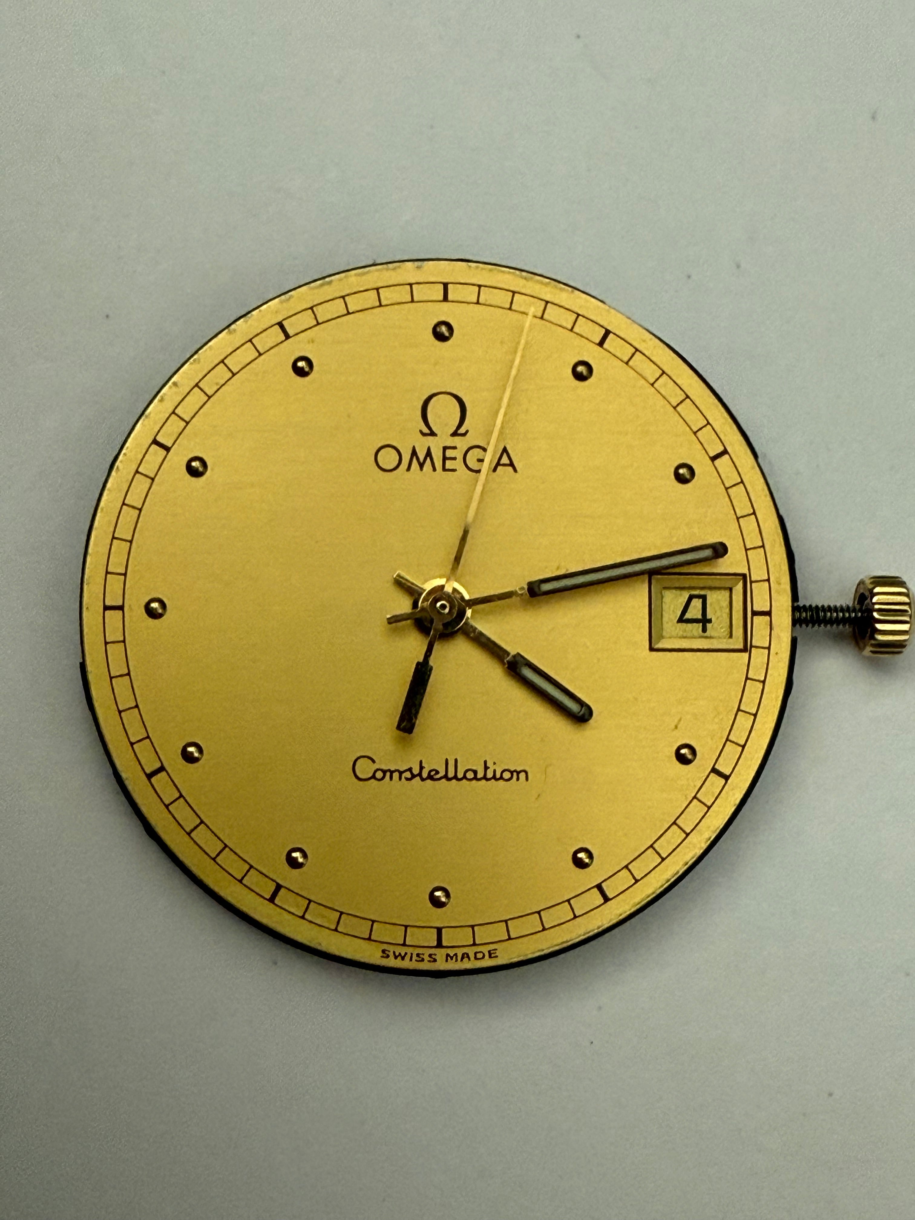Omega Constellation Quartz Movement – Caliber 1538 • Gold Dial • Original 18K Omega Crown • Complete & Fully Working
