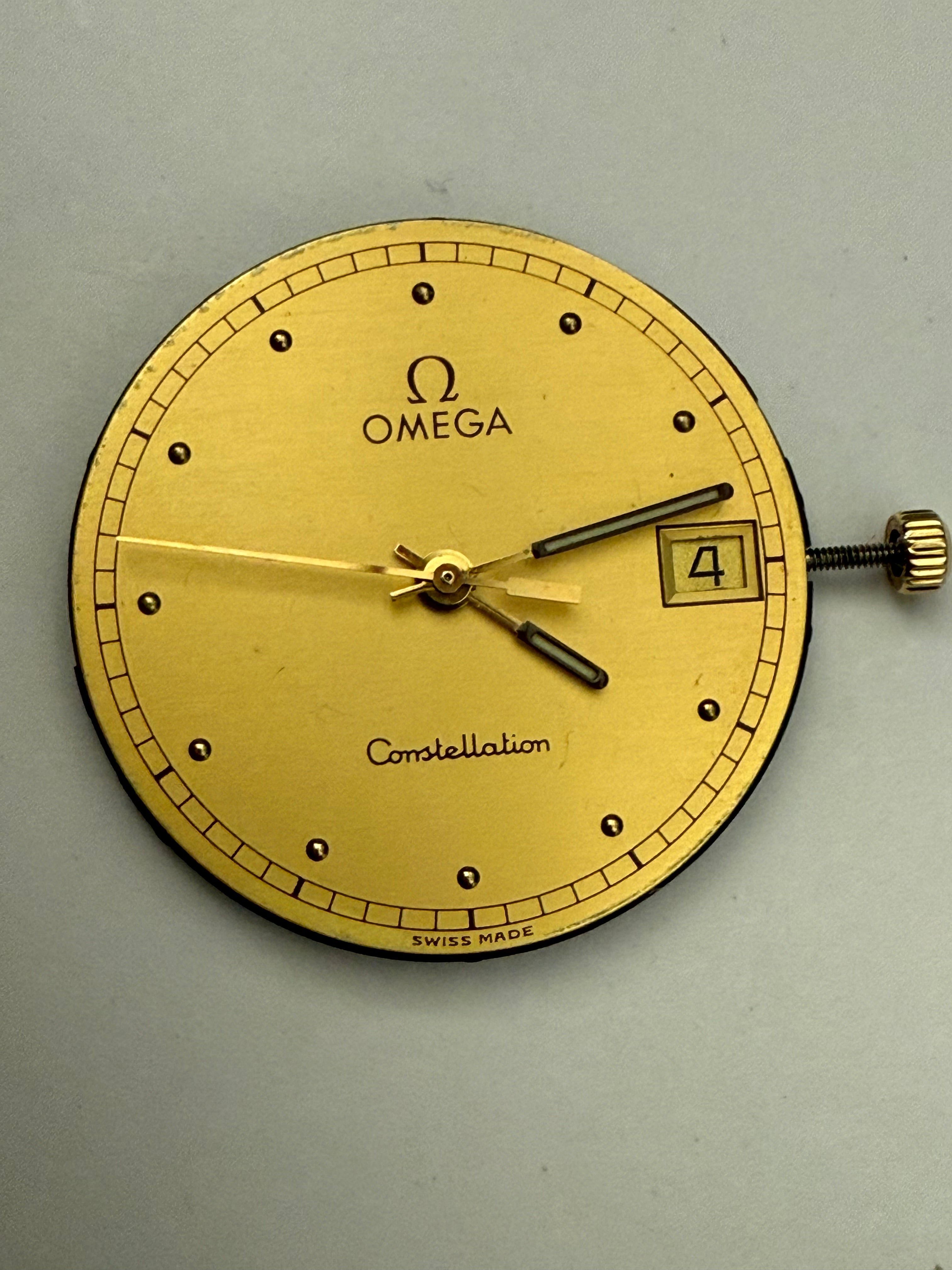 Omega Constellation Quartz Movement – Caliber 1538 • Gold Dial • Original 18K Omega Crown • Complete & Fully Working