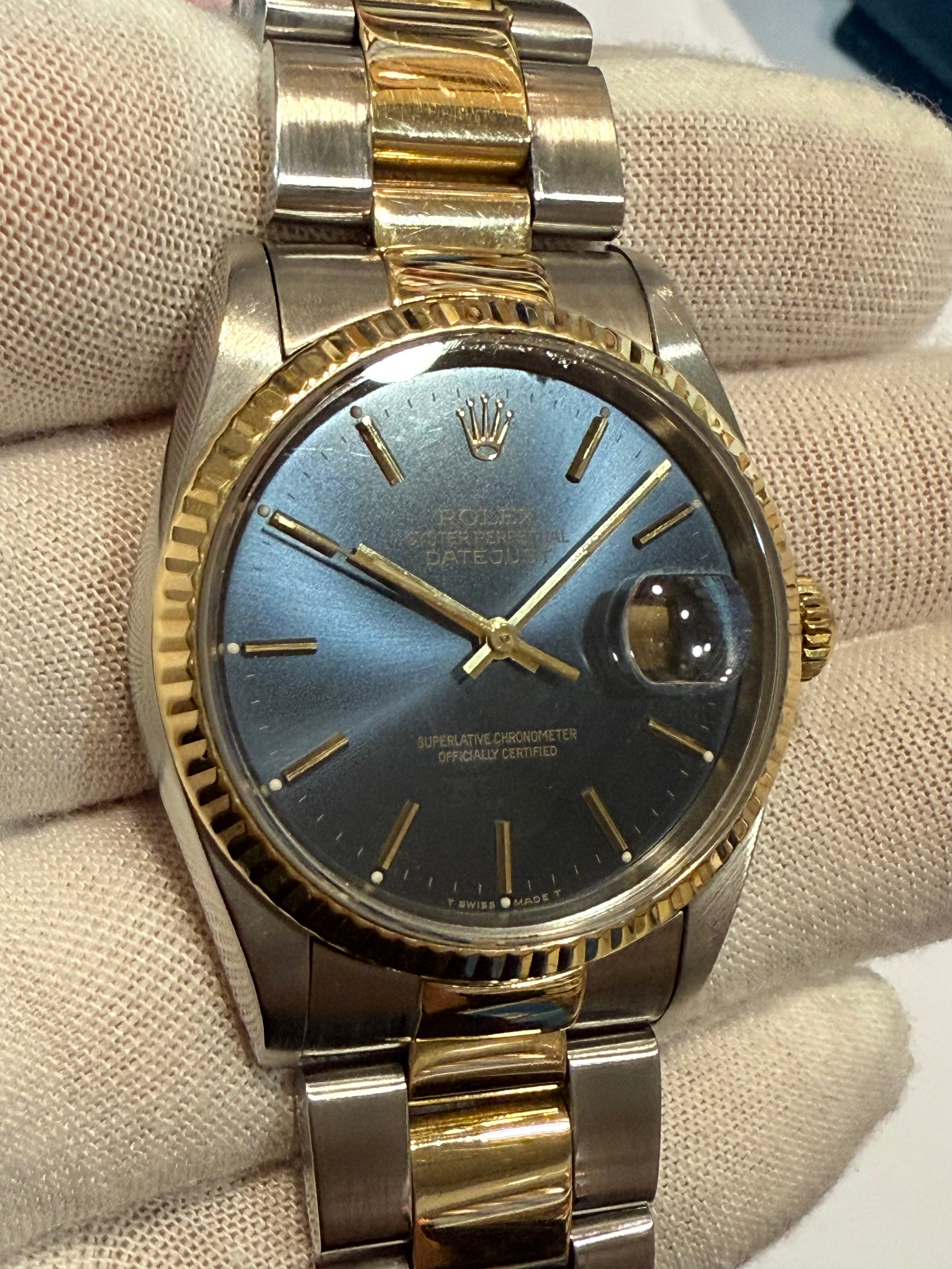 Pre-Owned. Rolex Datejust Automatic Ref. 16233 – Steel & 18k Yellow Gold – Oyster Bracelet 👌⌚