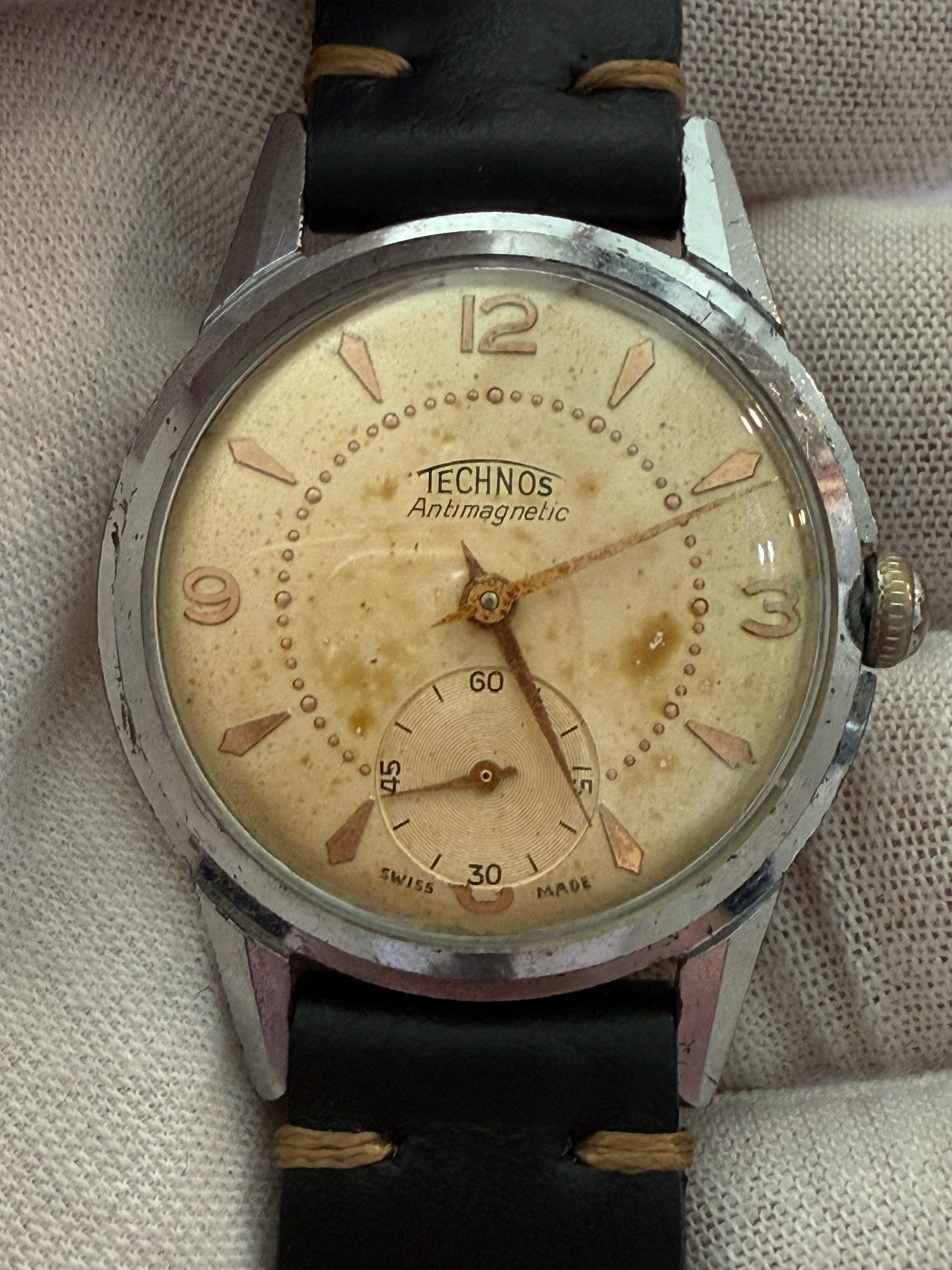 Vintage Technos Antimagnetic 33mm – Movement Manual. Serviced, work perfect.