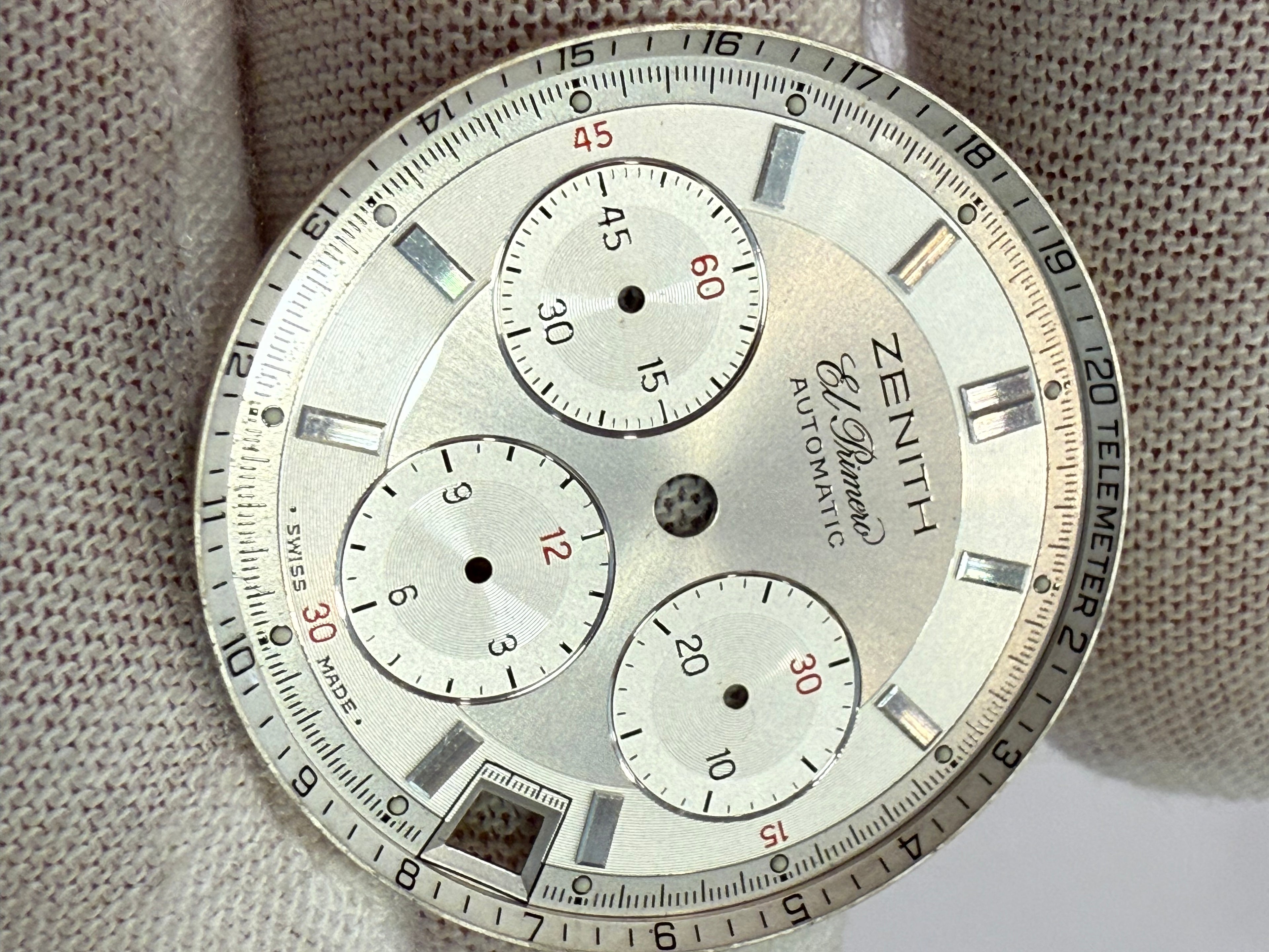 Zenith El Primero Dial – Original Silver Chronograph Dial for Caliber 400 | Fits A.C. 04.0461.400 Case (Rainbow Model)