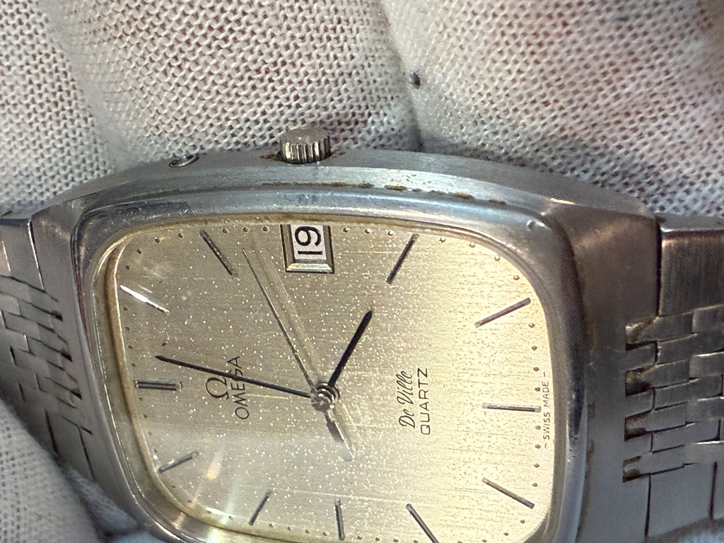 Omega De Ville Quartz – Vintage Stainless Steel Watch (For Parts or Repair)