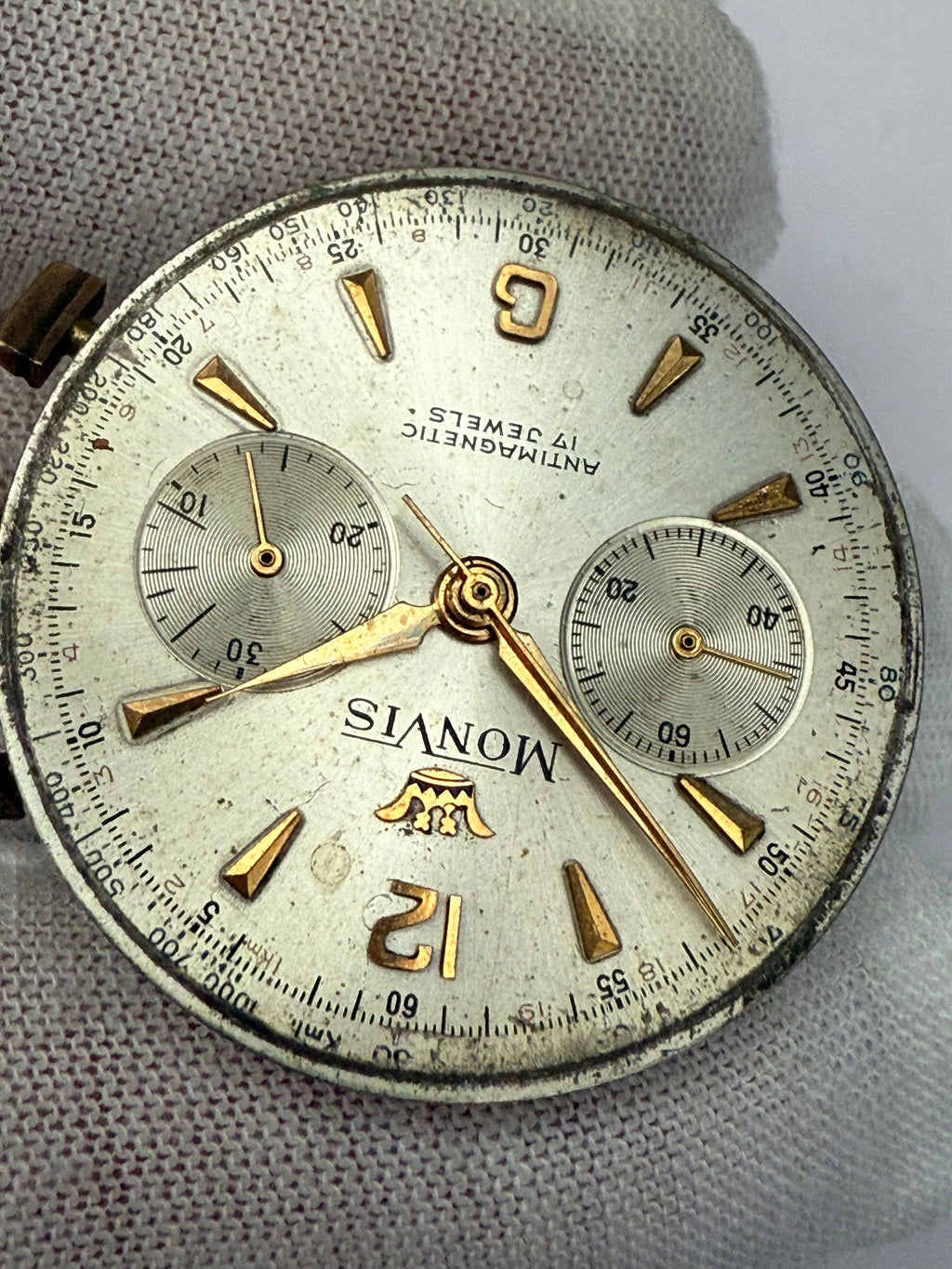 Landeron 248 Chronograph Movement • Fully Serviced • Complete Set with Pushers & Protective Cover • Perfect Working Condition