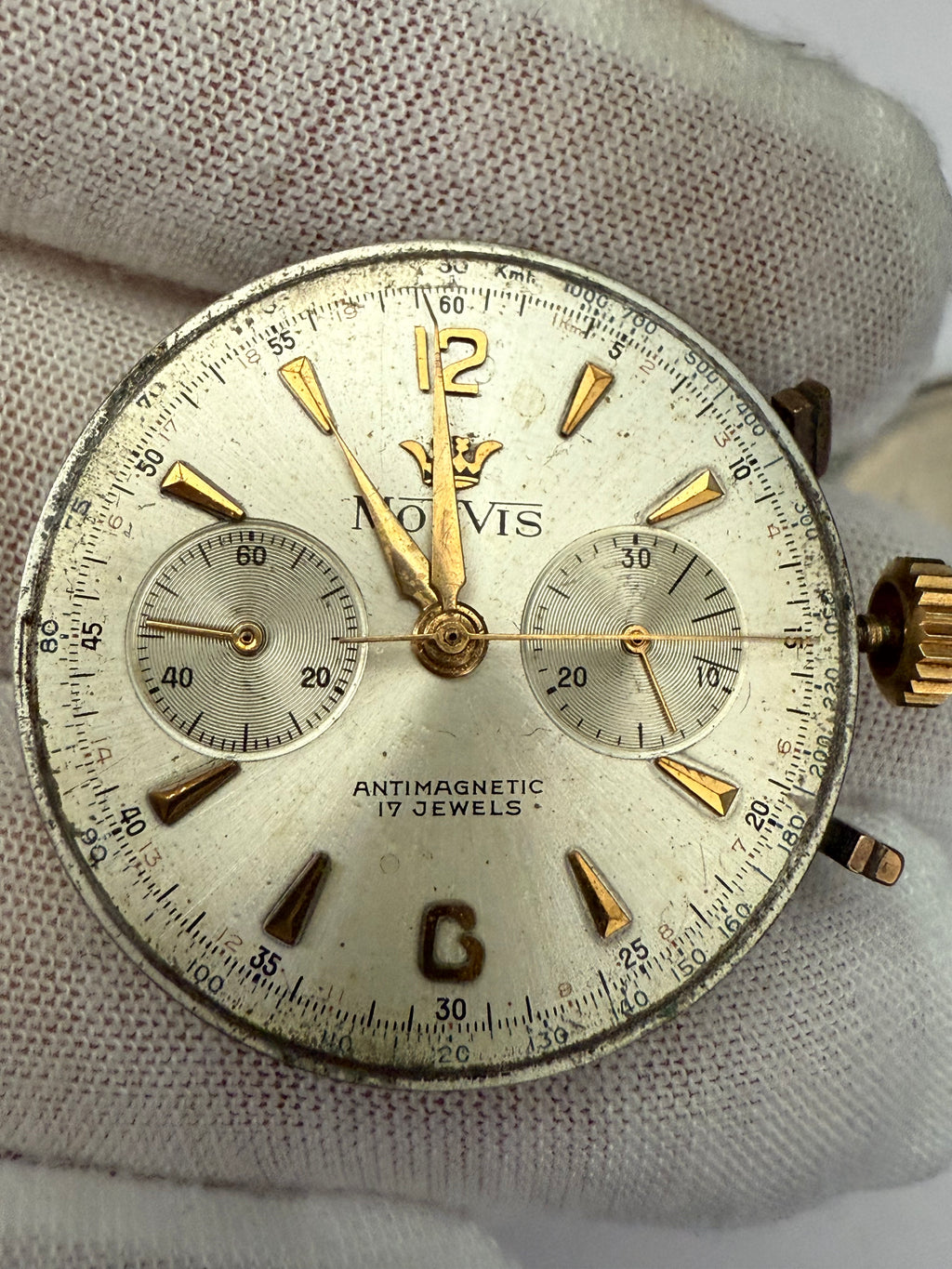 Landeron 248 Chronograph Movement • Fully Serviced • Complete Set with Pushers & Protective Cover • Perfect Working Condition