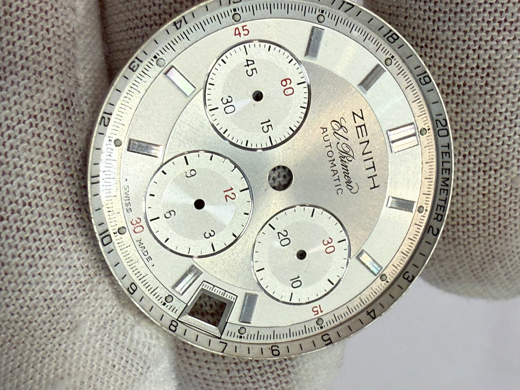 Zenith El Primero Dial – Original Silver Chronograph Dial for Caliber 400 | Fits A.C. 04.0461.400 Case (Rainbow Model)
