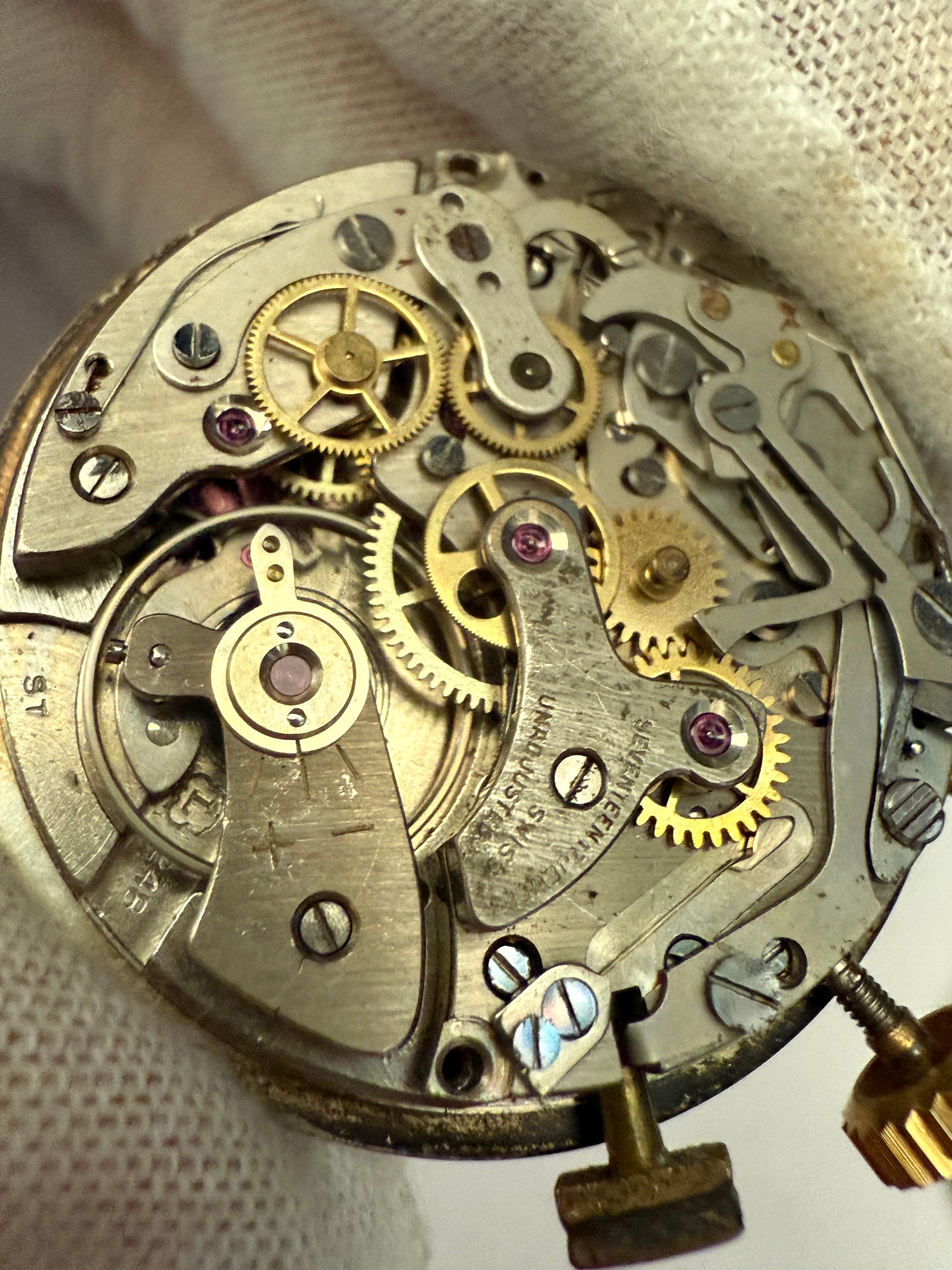 Landeron 248 Chronograph Movement • Fully Serviced • Complete Set with Pushers & Protective Cover • Perfect Working Condition