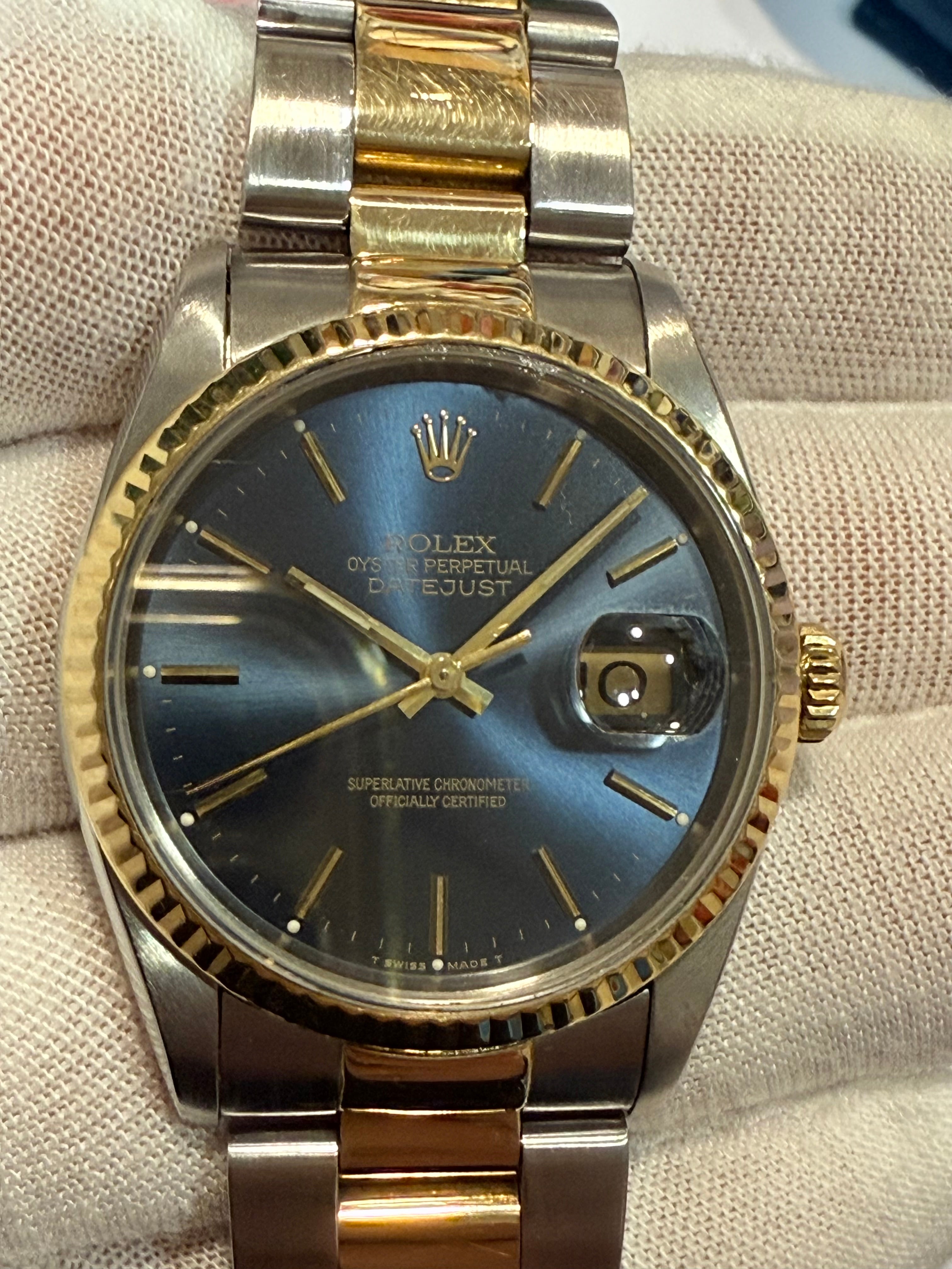 Rolex Datejust Ref. 16233 – Gold/Stainless Steel (1992) Case serial X
Excellent condition, fully functional and recently serviced.