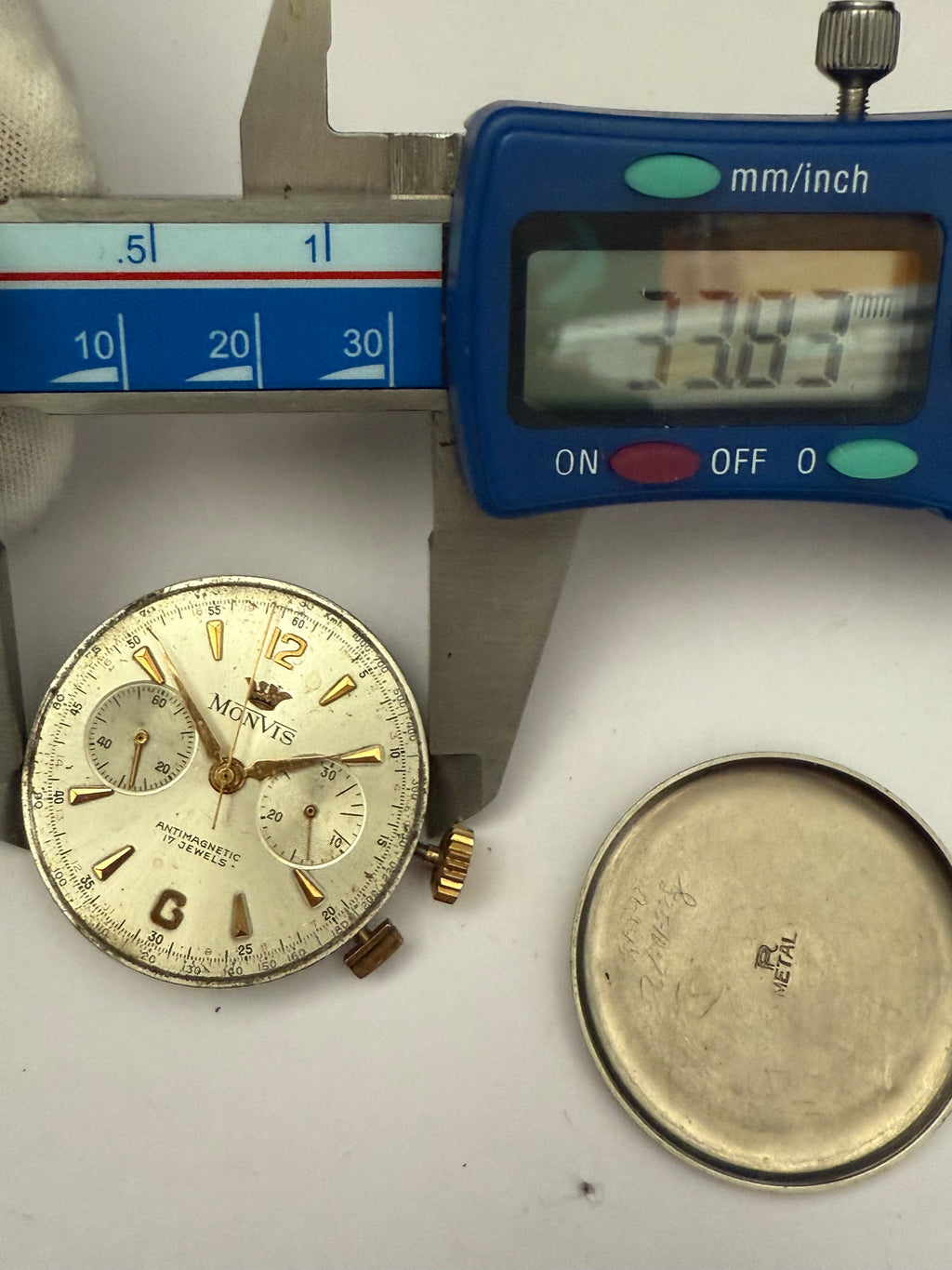 Landeron 248 Chronograph Movement • Fully Serviced • Complete Set with Pushers & Protective Cover • Perfect Working Condition