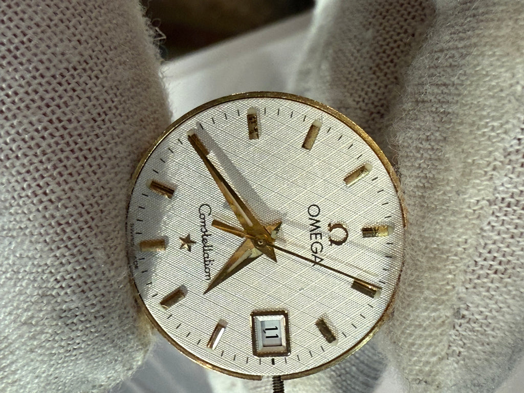 Omega Constellation Dial & Movement – Cal. 1424 | 18K Gold Original Crown | Complete & Functional