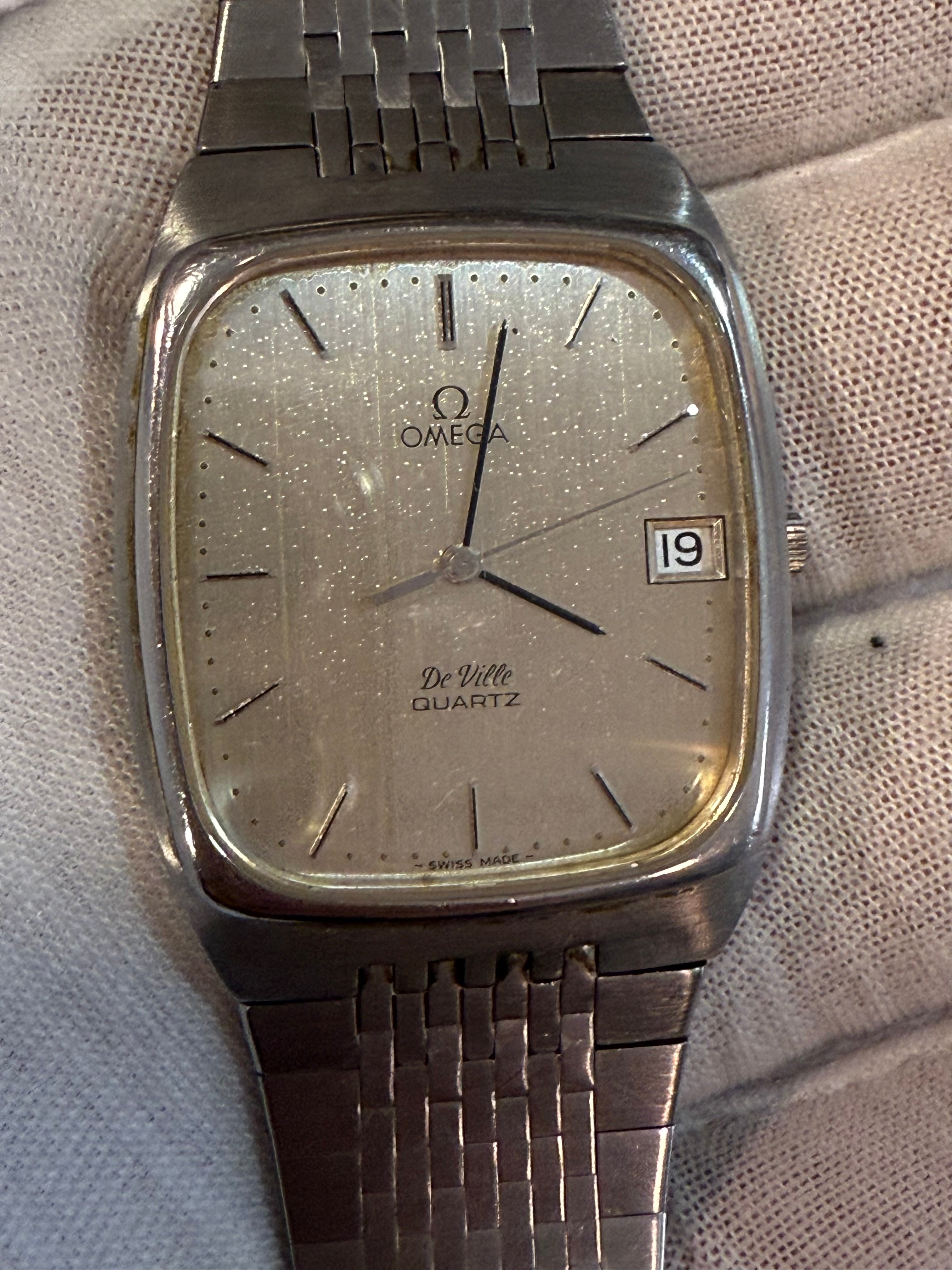 Omega De Ville Quartz – Vintage Stainless Steel Watch (For Parts or Repair)