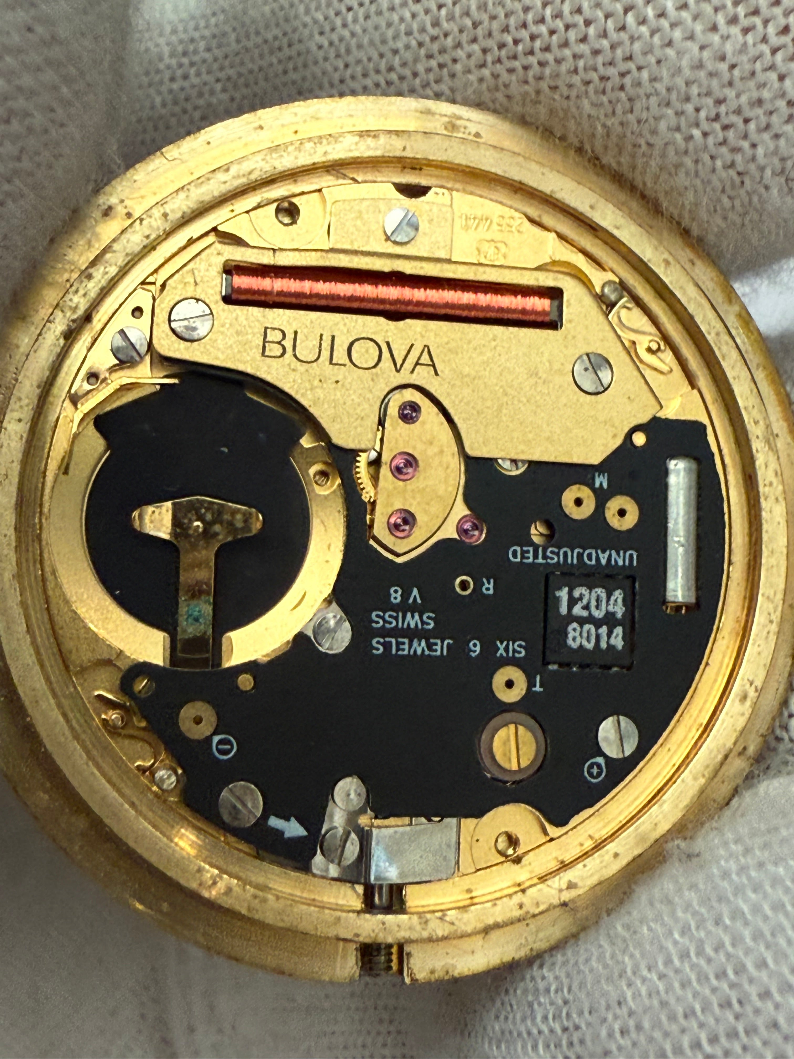 Bulova Quartz Movement – ETA 255.441 • 29.8 mm Gold Dial • Date • Fully Working